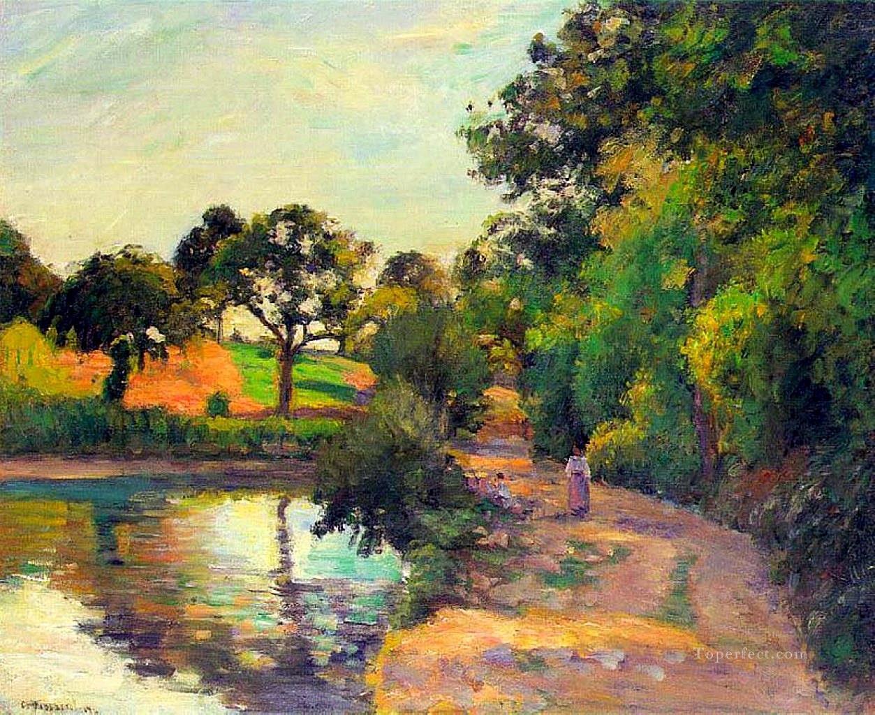 bridge at montfoucault 1874 Camille Pissarro Landscapes brook Oil Paintings